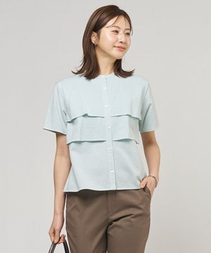  【一枚で着映え】サッカージャージー バンドカラー カットソー