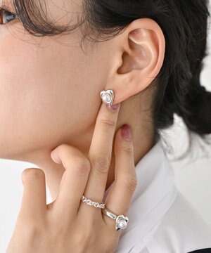  シルバー925 ハートピンクアコヤパールピアス