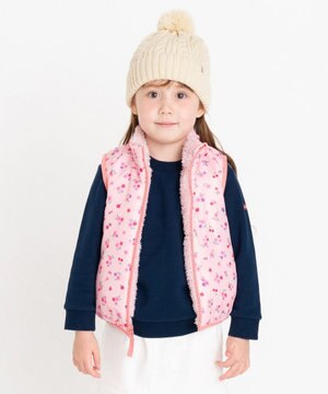  【80-120cm】 裏ボアフリース リバーシブル総柄ベスト