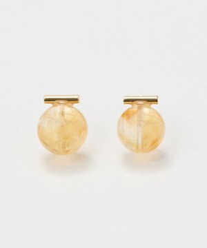  【金属アレルギー対応】パワーストーンバーピアス　シトリン/天然石