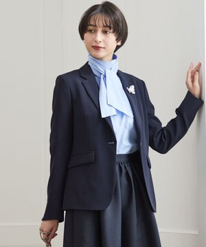  【セットアップ対応/洗える】トリアセダブルジョーゼット テーラード ジャケット