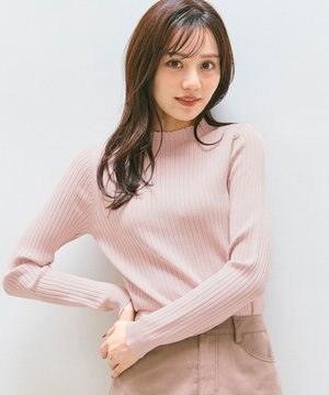  【洗える】ロゴリブ プルオーバー ニット