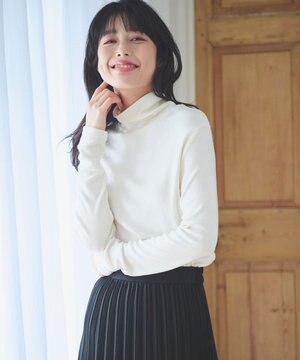  【洗濯機可】ソフトタッチリブタートルネック