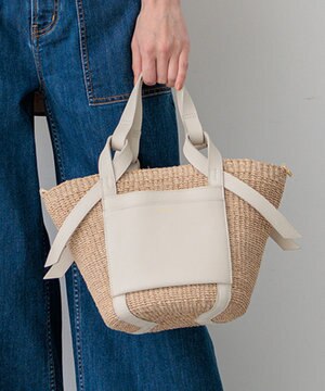  VIOLAd'ORO アバカ レザーポケット 2WAY トートバッグ