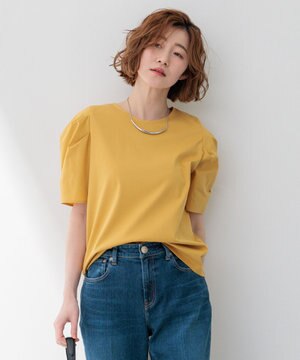  【洗える】スムースデザイン タックディテール カットソー