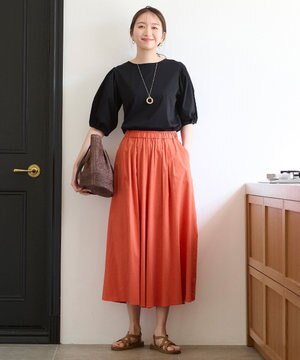  【ウエストゴム/接触冷感/UVケア】清涼リネンスカーチョ