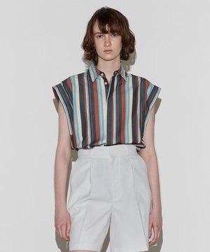  【Nave 　洗える】ワイドストライプ ブラウス