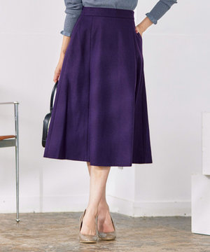 【洗える】ウール調フレアスカート