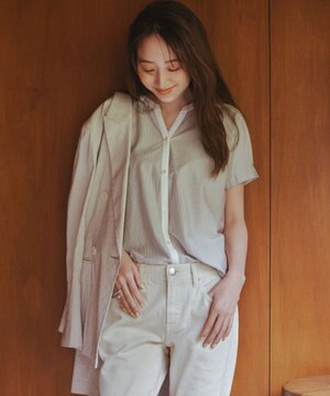  【洗える】シルケットストライプスキッパー カットソー