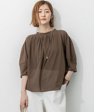 【洗える】クリアトリコットジャージー ギャザーフォルム カットソー