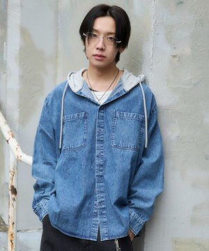  デニムフードシャツ（LS）