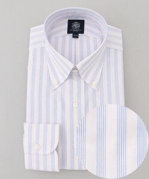  【PREMIUM PLEATS / 形態安定】ダッパーストライプシャツ / B.D.