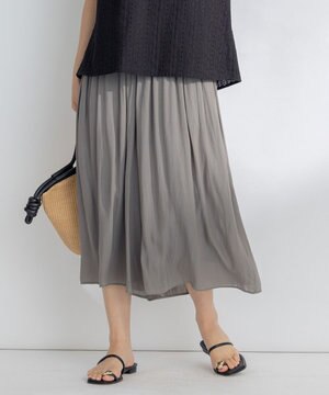  【ウエストゴム・WEB限定】シアープリーツライクシフォン パンツ