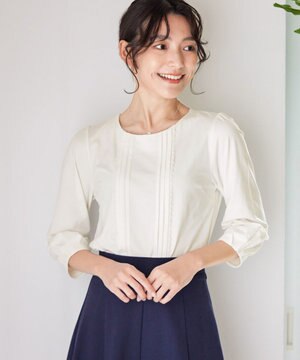  ピンタックレースカットソーTブラウス