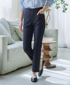  【日本製】メランジプリント裏起毛スリムパンツ