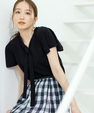 【洗える・前後着用可】コットンハイゲージボウタイ ニット