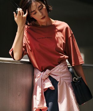  ドロップショルダー メッセージ ロゴTシャツ