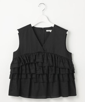  【GOLD LABEL】コットンサテン フリルブラウス