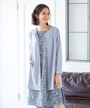  【洗える】大人可愛い衿ギャザーミディアムコート