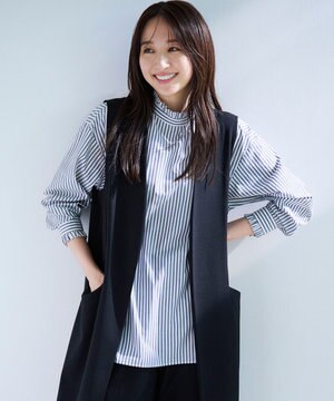  イージーケア フリルネック シャツ