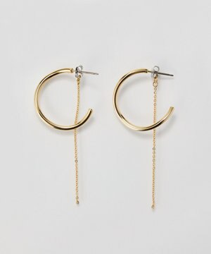  【金属アレルギー対応】2wayウェーブラインフープピアス　ゴールド/ニッケルフリー