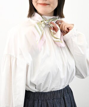  ＜春の新色！＞【伝統横濱スカーフ】フラワーベースヌーヴォー  小判 シルクツイルスカーフ