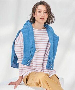 【洗える】コットンスムース ボーダー ニット