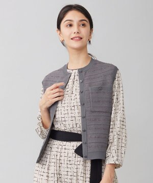  【洗える】テクスチャーコットンブレンドニット ベスト