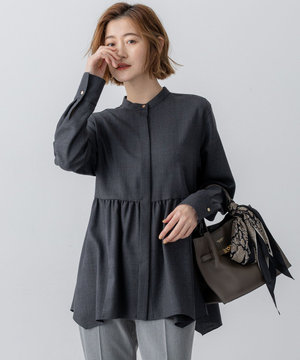  【洗える】TWビエラ イレギュラーヘム ブラウス