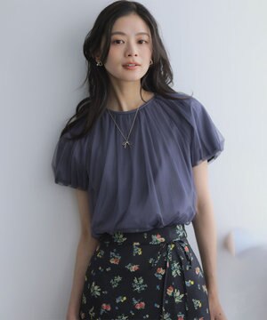  【先行予約】コットンポンチ チュールレイヤード カットソー