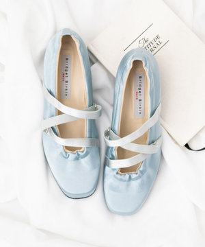 <3E>【Bridget Birkin Walk】サテンギャザーウォーキングパンプス