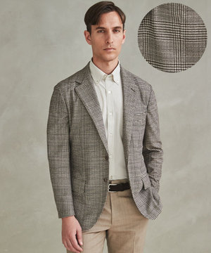 新柄【吸水速乾/ウォッシャブル】ノルマンディーリネン カーディガンジャケット_グレンチェック柄