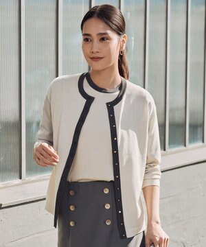  【アンサンブル対応・洗える】シャインハイゲージ カーディガン
