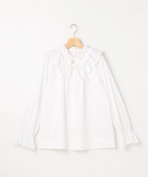  【先行予約・2WAY】エアリーシャーティングフリル襟 ブラウス