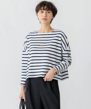  【洗える】Armor-lux スムース クロップド  ボーダー カットソー