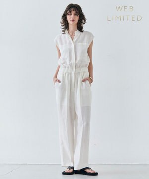 【洗える】BERNARD / リネンノースリーブオールインワン