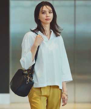  【洗える】コンパクトコットンツイル スキッパー シャツ