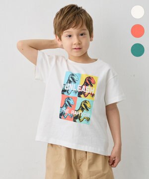 【綿100％】恐竜プリント 半袖Tシャツ