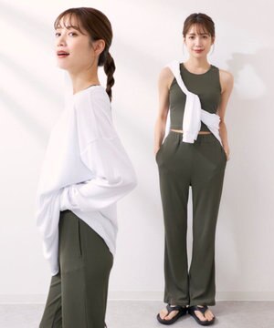 【Ocean Pacific】ラッシュガードロングボトム付き タンクトップデザイン水着4点セット