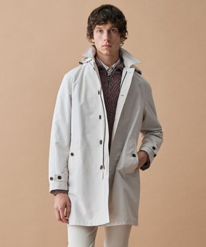  【キングサイズ・フード脱着仕様/JAPANファブリック/ECO撥水】ステンカラー コート