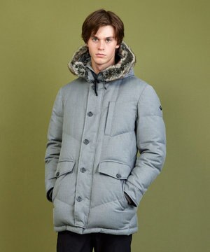  【ECOファー/9ポケット/ホワイトグース/ユニセックス】ウールライクアウトドア ダウンコート