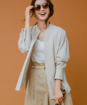 【滝沢眞規子さん着用/mi-molletコラボ/洗える】CANCLINI デザイン シャツ