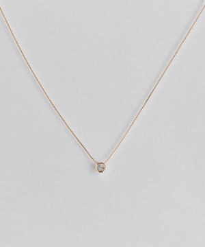  【金属アレルギー対応】シャインベゼルセッティングネックレス　シャンパンゴールド