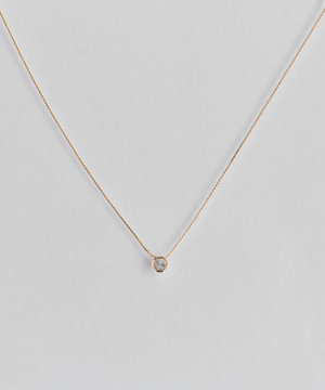 【金属アレルギー対応】シャインベゼルセッティングネックレス シャンパンゴールド