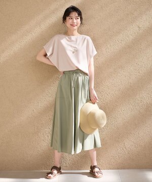  【ウエストゴム】ナイロンベイカーフレアスカート