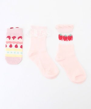  【3点セット】ソックス （イチゴ）