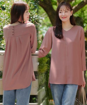  【洗える】ラウンドスリットチュニック