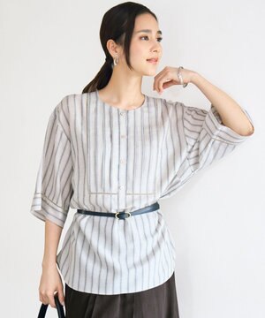  ナチュラルリネンタックデザイン ブラウス