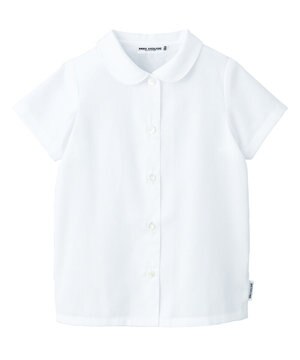  【90-130cm】ピケ素材の丸衿半袖ブラウス