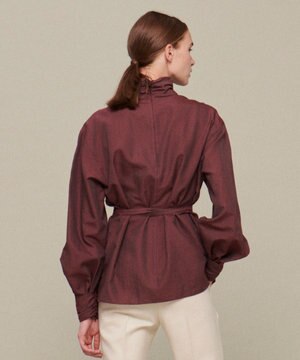 シルクコットントリコチン　ハイネックシャツ
